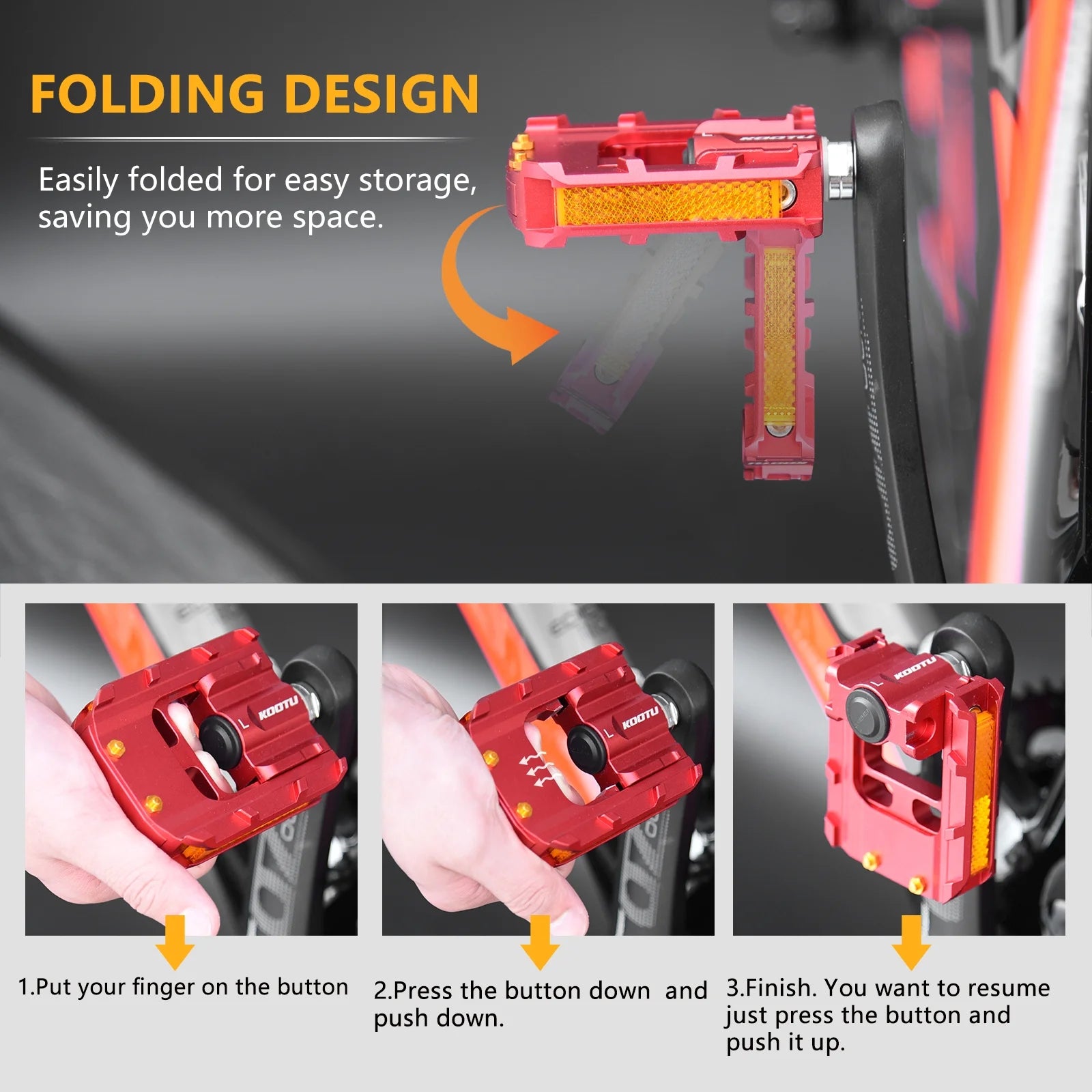 9/16 Inch Aluminum Non-Slip Folding Bike Pedals H5197