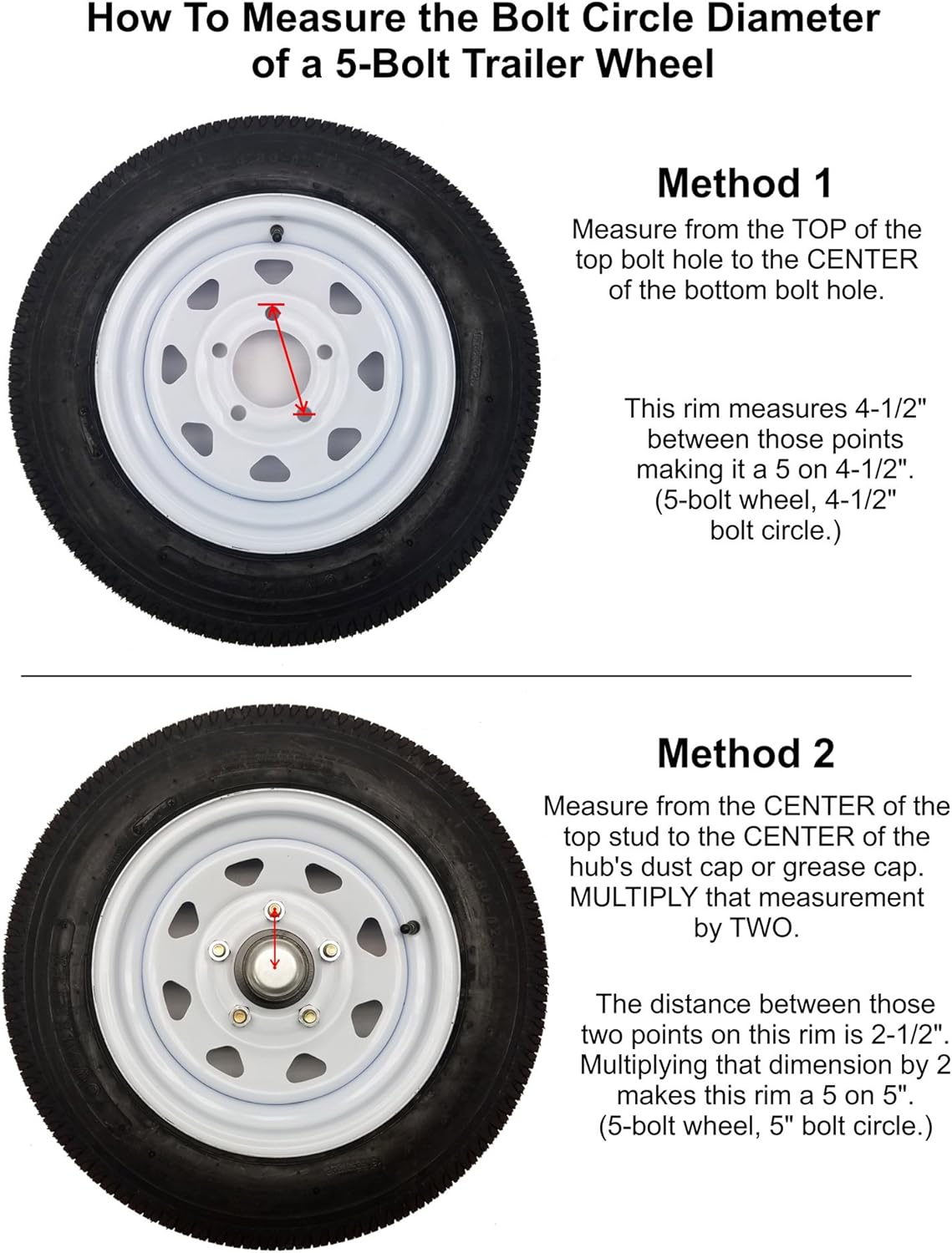 Rigid Hitch Trailer Hub Kit, 5 Bolt on 4-1/2" Bolt Circle, Pack of 2 Y1386