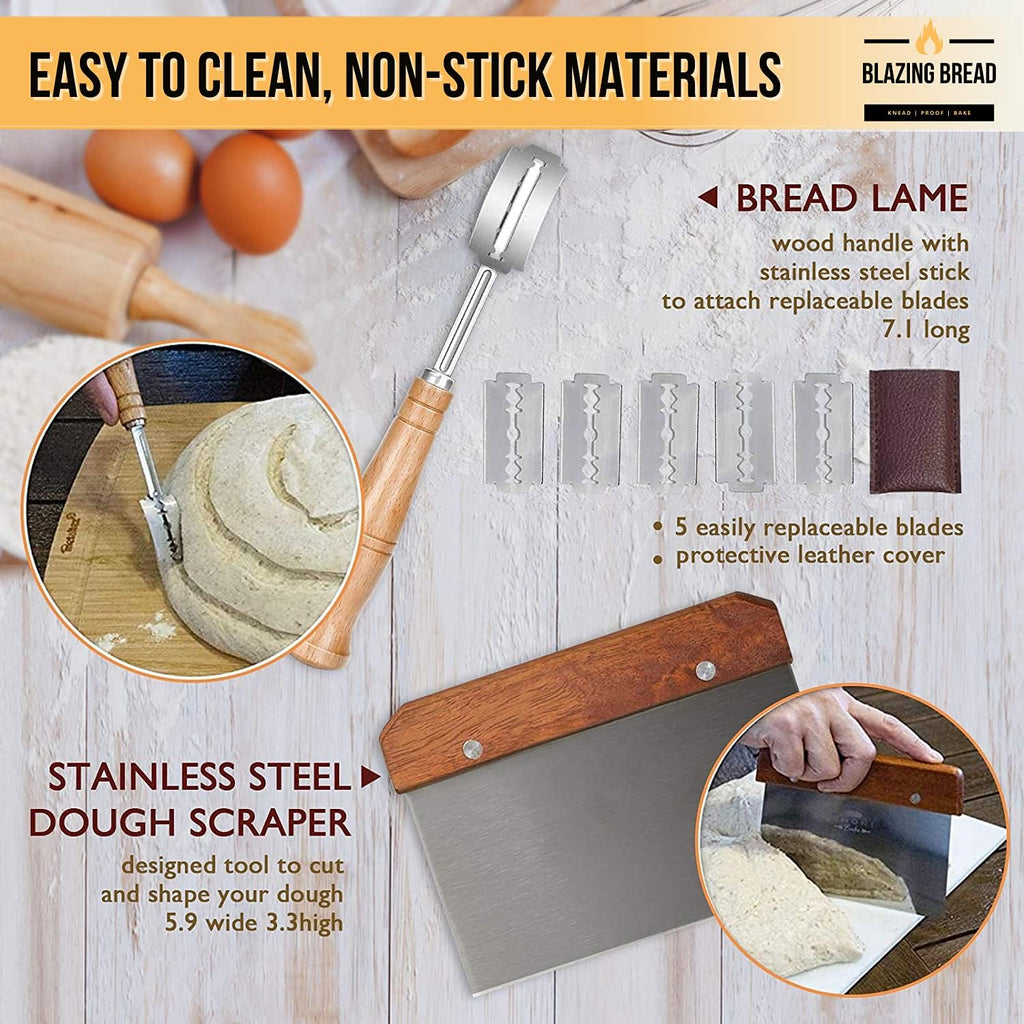 Round & Oval Proofing Baskets with Lame Whisk Dough Scraper, 100% Natural Rattan Cane L932898