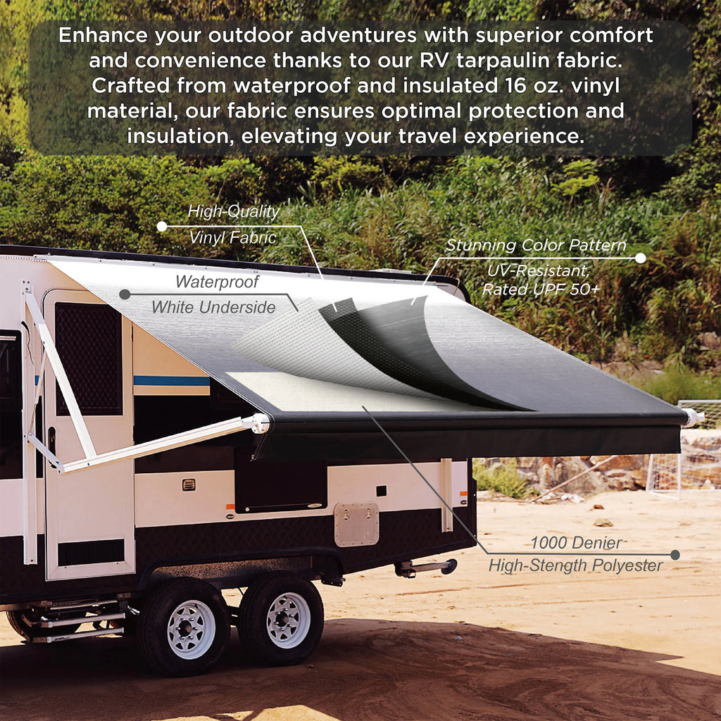 Retractable Motorized 20'X8' RV Patio Canopy Awning Black J255999