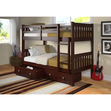 Twin Over Twin Bunk Bed with Storage M7665