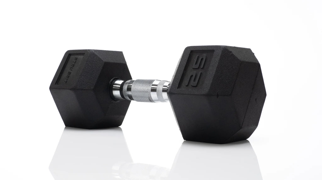 25 lb Black Hex Rubber Dumbbell C3438