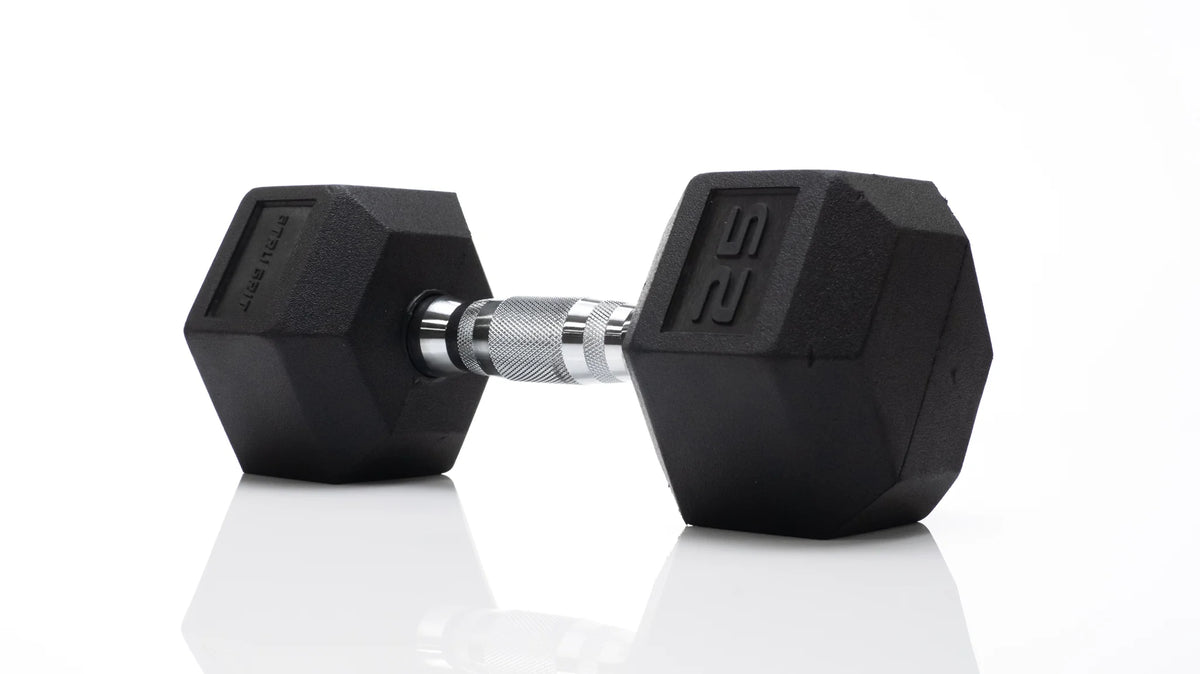 25 lb Black Hex Rubber Dumbbell C3438