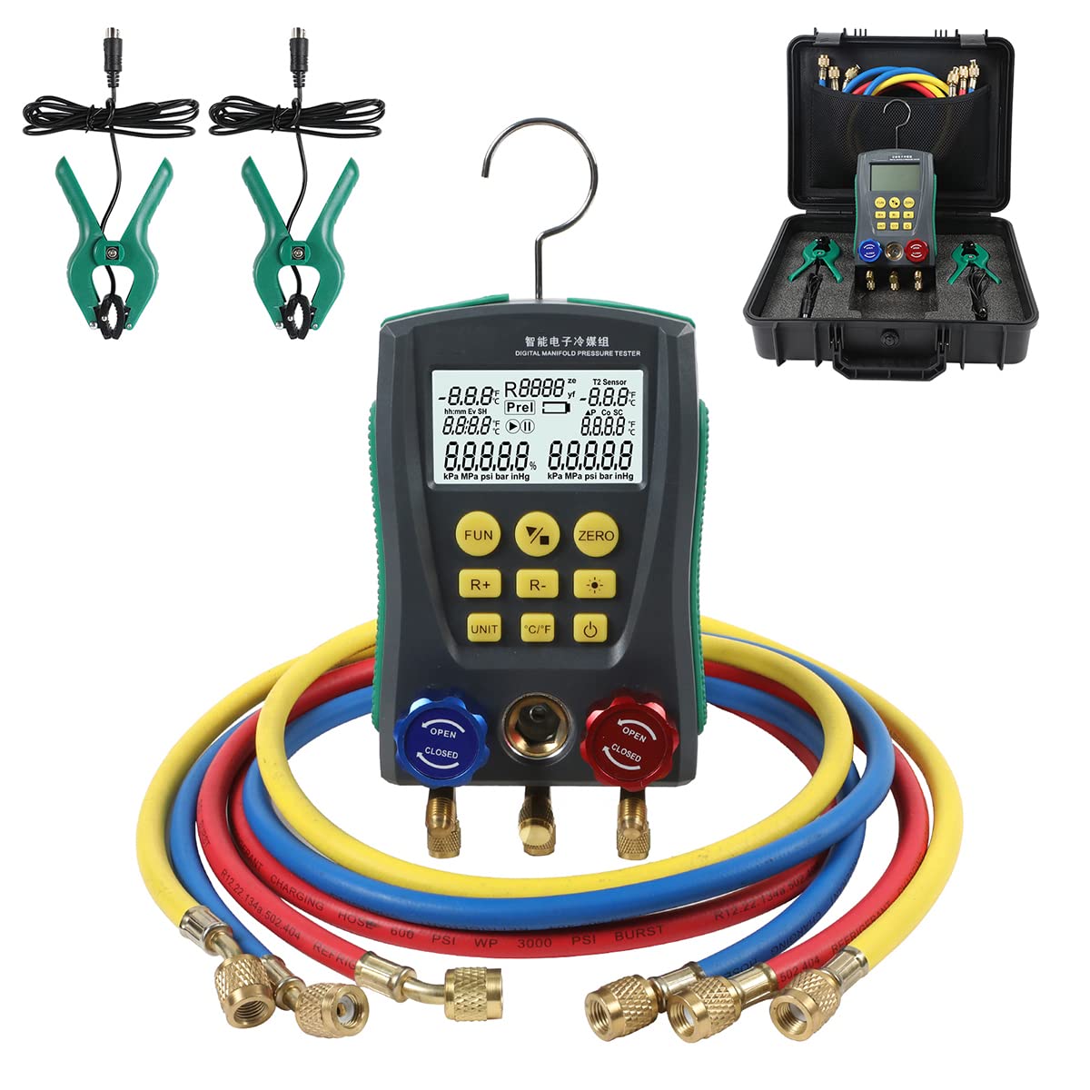 Digital Manifold Gauge Set with Hoses Y140034